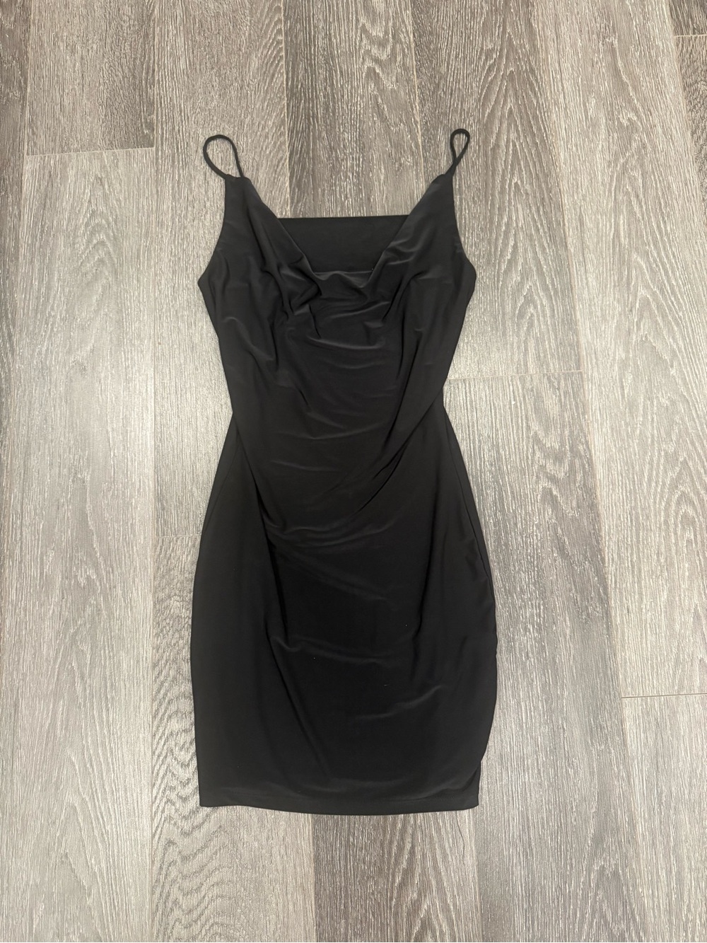 Fashion Nova Black Cowl Neck Mini Slip Dress